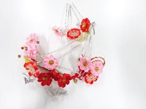 アンティーク　つまみ細工　花びらびら髪飾りセット